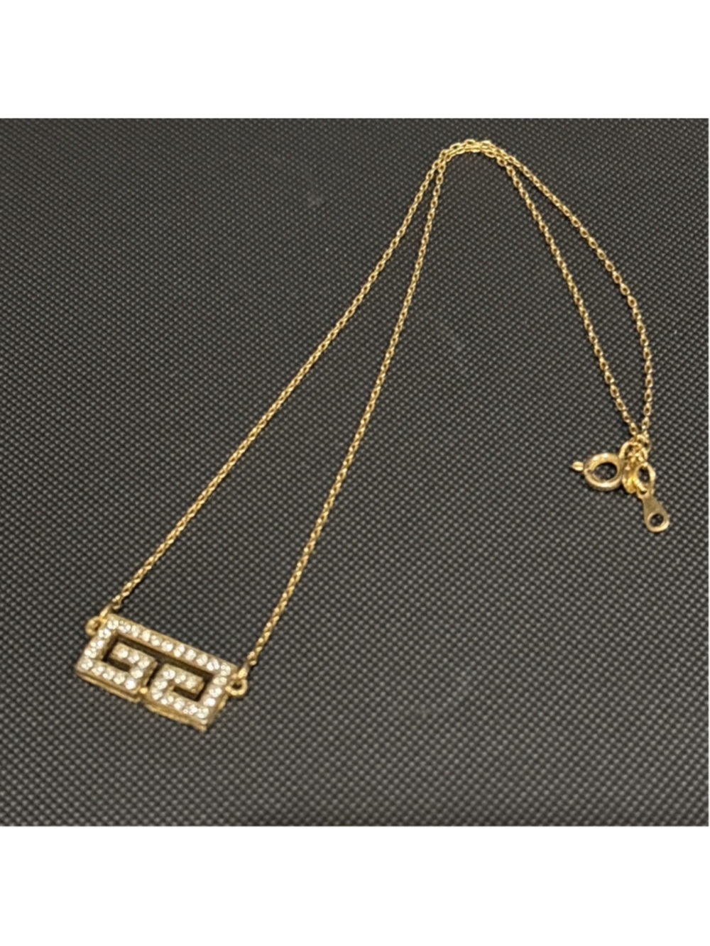 Givenchy Vintage Gold Tone 4G Logo Crystal Pendant Necklace Womens